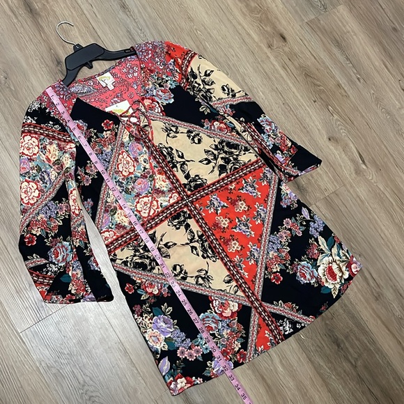NWT Anthropologie fig & flowers, bohemian floral shirt/tunic w slit long sleeves - Picture 5 of 10